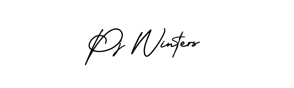 How to make Pj Winters name signature. Use AmerikaSignatureDemo-Regular style for creating short signs online. This is the latest handwritten sign. Pj Winters signature style 3 images and pictures png
