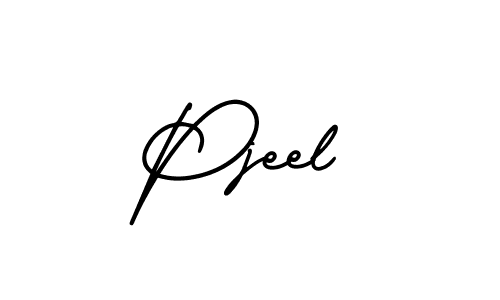 You should practise on your own different ways (AmerikaSignatureDemo-Regular) to write your name (Pjeel) in signature. don't let someone else do it for you. Pjeel signature style 3 images and pictures png