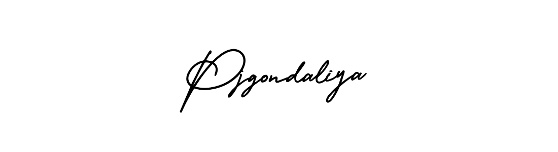 How to Draw Pjgondaliya signature style? AmerikaSignatureDemo-Regular is a latest design signature styles for name Pjgondaliya. Pjgondaliya signature style 3 images and pictures png