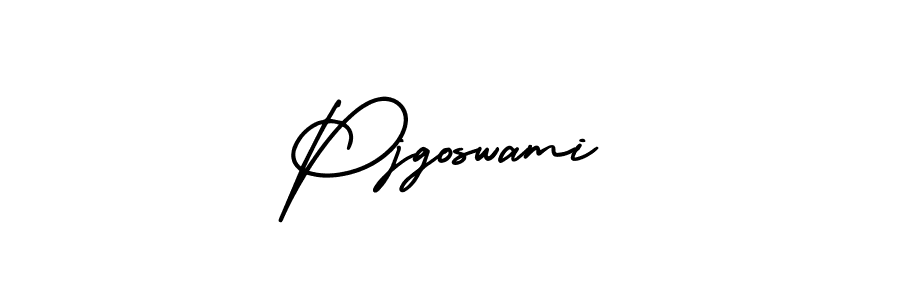 How to make Pjgoswami name signature. Use AmerikaSignatureDemo-Regular style for creating short signs online. This is the latest handwritten sign. Pjgoswami signature style 3 images and pictures png