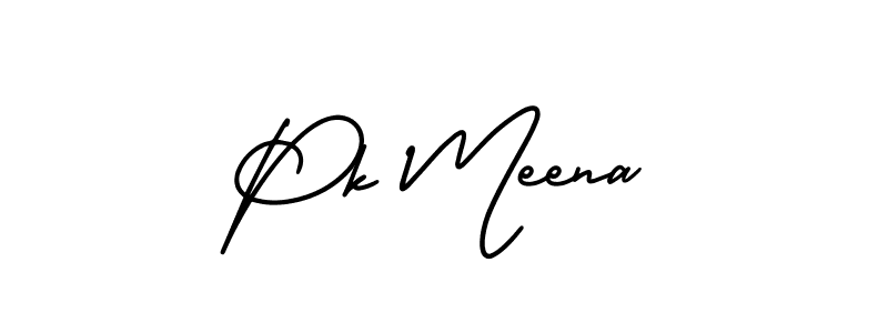 How to make Pk Meena name signature. Use AmerikaSignatureDemo-Regular style for creating short signs online. This is the latest handwritten sign. Pk Meena signature style 3 images and pictures png