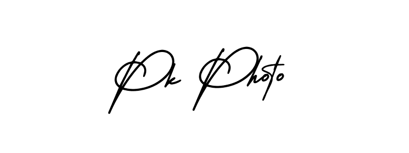 You should practise on your own different ways (AmerikaSignatureDemo-Regular) to write your name (Pk Photo) in signature. don't let someone else do it for you. Pk Photo signature style 3 images and pictures png