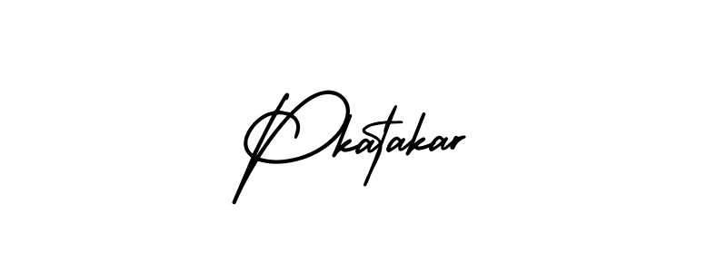 You should practise on your own different ways (AmerikaSignatureDemo-Regular) to write your name (Pkatakar) in signature. don't let someone else do it for you. Pkatakar signature style 3 images and pictures png