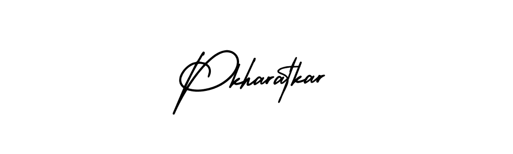 The best way (AmerikaSignatureDemo-Regular) to make a short signature is to pick only two or three words in your name. The name Pkharatkar include a total of six letters. For converting this name. Pkharatkar signature style 3 images and pictures png