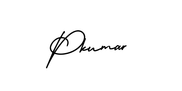How to make Pkumar name signature. Use AmerikaSignatureDemo-Regular style for creating short signs online. This is the latest handwritten sign. Pkumar signature style 3 images and pictures png