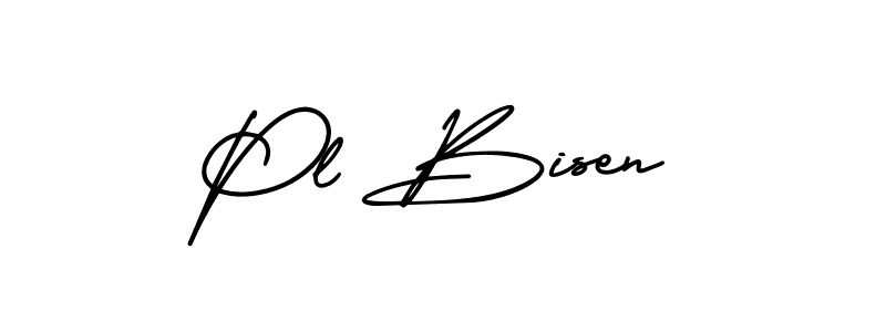 How to make Pl Bisen name signature. Use AmerikaSignatureDemo-Regular style for creating short signs online. This is the latest handwritten sign. Pl Bisen signature style 3 images and pictures png