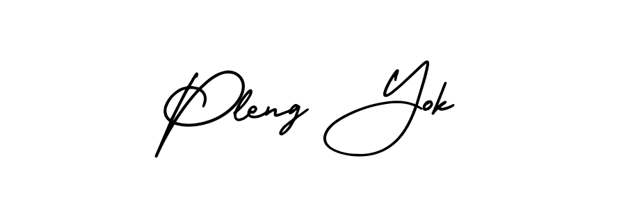 The best way (AmerikaSignatureDemo-Regular) to make a short signature is to pick only two or three words in your name. The name Pleng Yok include a total of six letters. For converting this name. Pleng Yok signature style 3 images and pictures png