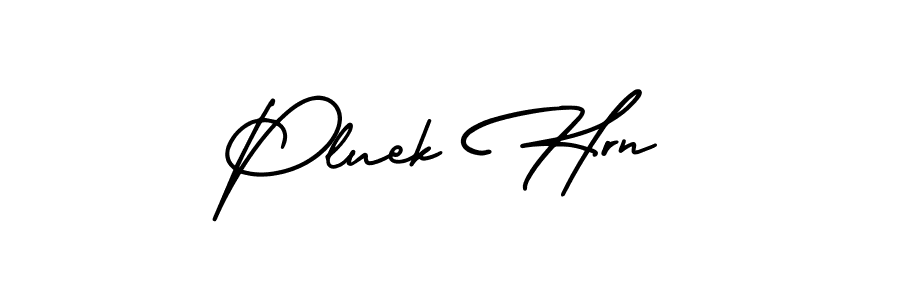 You should practise on your own different ways (AmerikaSignatureDemo-Regular) to write your name (Pluek Hrn) in signature. don't let someone else do it for you. Pluek Hrn signature style 3 images and pictures png