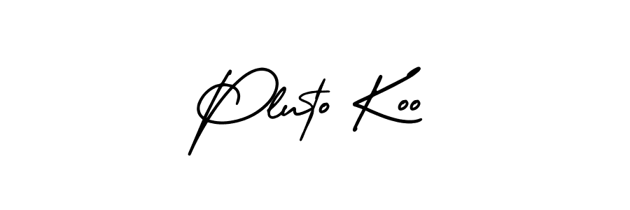 How to make Pluto Koo name signature. Use AmerikaSignatureDemo-Regular style for creating short signs online. This is the latest handwritten sign. Pluto Koo signature style 3 images and pictures png