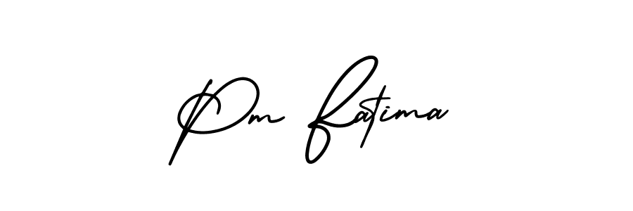 The best way (AmerikaSignatureDemo-Regular) to make a short signature is to pick only two or three words in your name. The name Pm Fatima include a total of six letters. For converting this name. Pm Fatima signature style 3 images and pictures png
