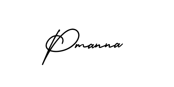 How to make Pmanna name signature. Use AmerikaSignatureDemo-Regular style for creating short signs online. This is the latest handwritten sign. Pmanna signature style 3 images and pictures png