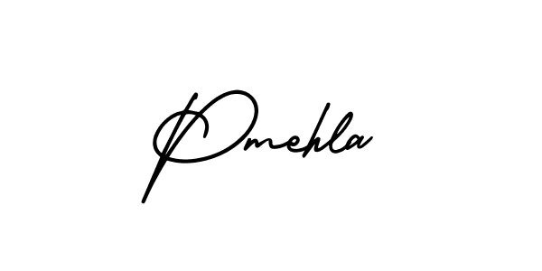 The best way (AmerikaSignatureDemo-Regular) to make a short signature is to pick only two or three words in your name. The name Pmehla include a total of six letters. For converting this name. Pmehla signature style 3 images and pictures png