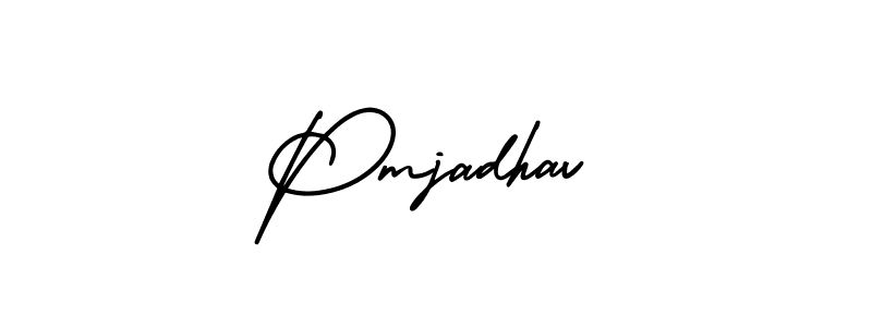 You should practise on your own different ways (AmerikaSignatureDemo-Regular) to write your name (Pmjadhav) in signature. don't let someone else do it for you. Pmjadhav signature style 3 images and pictures png