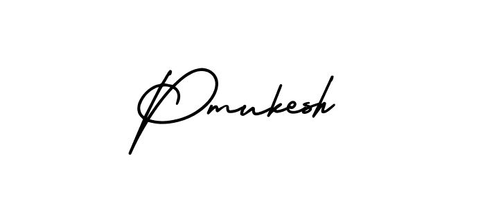 How to make Pmukesh name signature. Use AmerikaSignatureDemo-Regular style for creating short signs online. This is the latest handwritten sign. Pmukesh signature style 3 images and pictures png