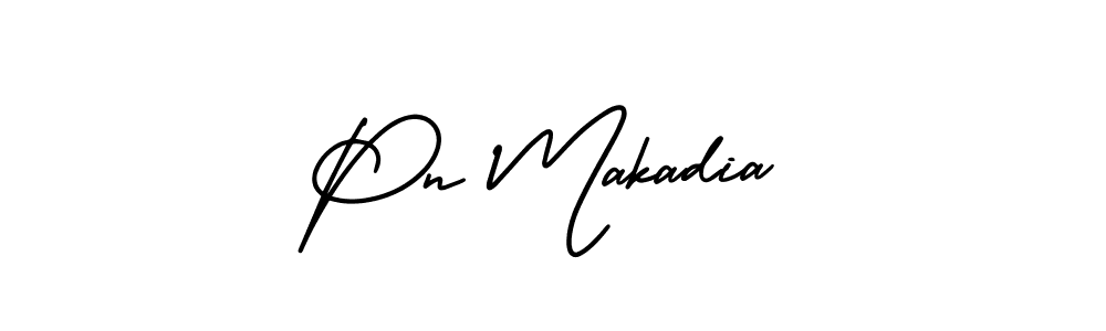 How to make Pn Makadia name signature. Use AmerikaSignatureDemo-Regular style for creating short signs online. This is the latest handwritten sign. Pn Makadia signature style 3 images and pictures png