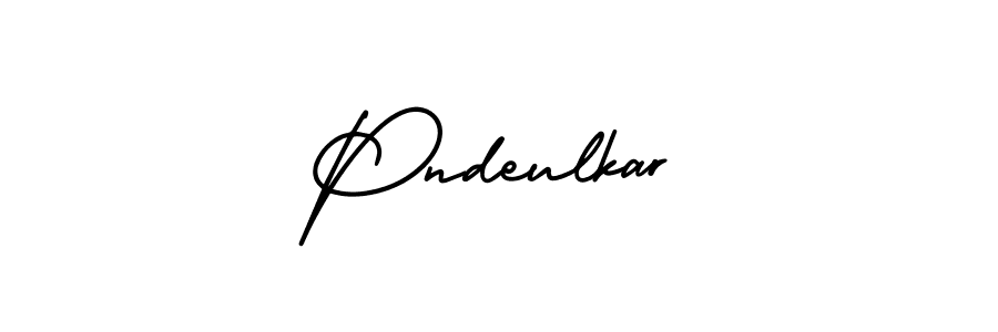 How to make Pndeulkar name signature. Use AmerikaSignatureDemo-Regular style for creating short signs online. This is the latest handwritten sign. Pndeulkar signature style 3 images and pictures png