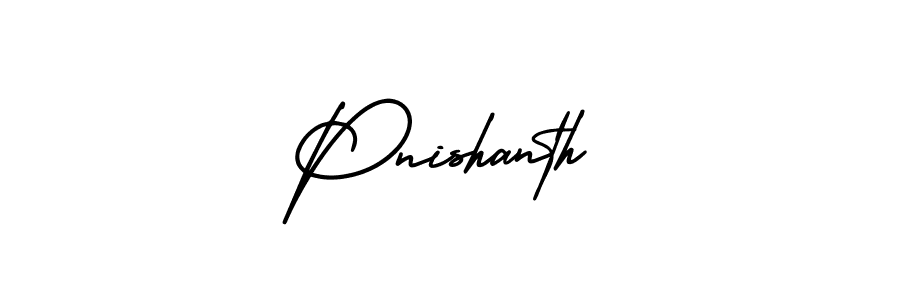 How to make Pnishanth name signature. Use AmerikaSignatureDemo-Regular style for creating short signs online. This is the latest handwritten sign. Pnishanth signature style 3 images and pictures png