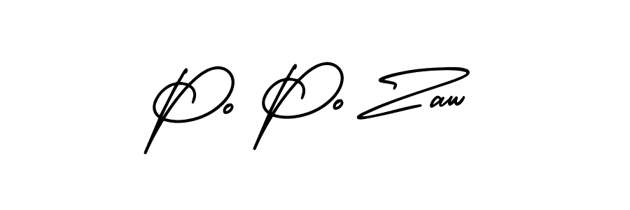 This is the best signature style for the Po Po Zaw name. Also you like these signature font (AmerikaSignatureDemo-Regular). Mix name signature. Po Po Zaw signature style 3 images and pictures png