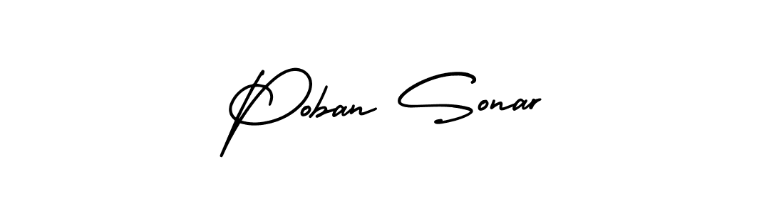 How to make Poban Sonar signature? AmerikaSignatureDemo-Regular is a professional autograph style. Create handwritten signature for Poban Sonar name. Poban Sonar signature style 3 images and pictures png