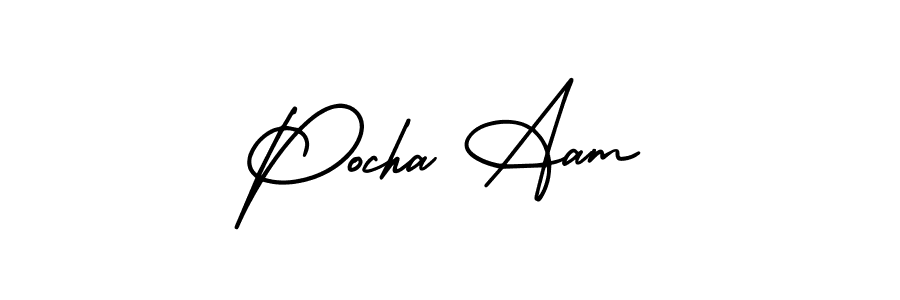 if you are searching for the best signature style for your name Pocha Aam. so please give up your signature search. here we have designed multiple signature styles  using AmerikaSignatureDemo-Regular. Pocha Aam signature style 3 images and pictures png