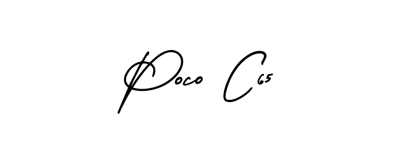 How to make Poco C65 name signature. Use AmerikaSignatureDemo-Regular style for creating short signs online. This is the latest handwritten sign. Poco C65 signature style 3 images and pictures png