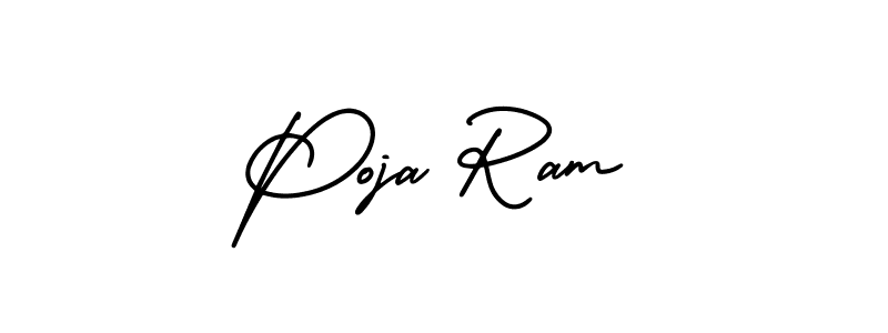 The best way (AmerikaSignatureDemo-Regular) to make a short signature is to pick only two or three words in your name. The name Poja Ram include a total of six letters. For converting this name. Poja Ram signature style 3 images and pictures png