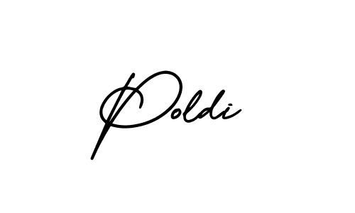 Poldi stylish signature style. Best Handwritten Sign (AmerikaSignatureDemo-Regular) for my name. Handwritten Signature Collection Ideas for my name Poldi. Poldi signature style 3 images and pictures png