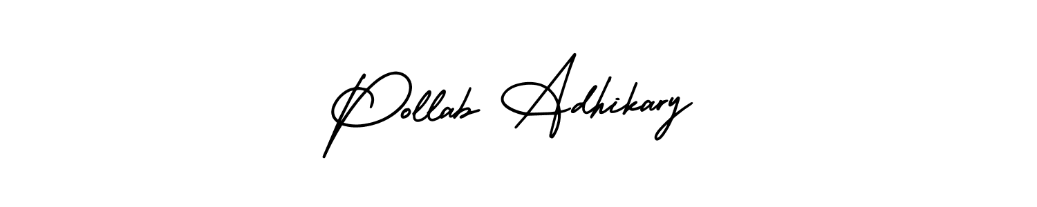 How to make Pollab Adhikary signature? AmerikaSignatureDemo-Regular is a professional autograph style. Create handwritten signature for Pollab Adhikary name. Pollab Adhikary signature style 3 images and pictures png