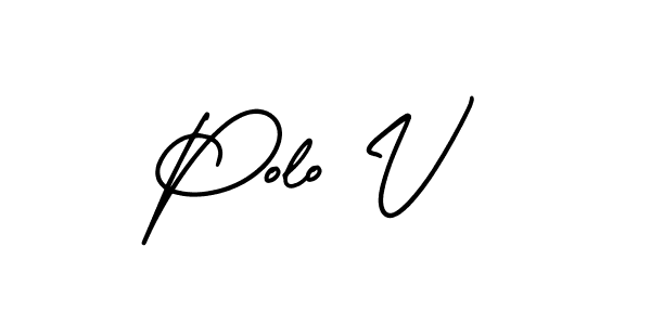 The best way (AmerikaSignatureDemo-Regular) to make a short signature is to pick only two or three words in your name. The name Polo V include a total of six letters. For converting this name. Polo V signature style 3 images and pictures png