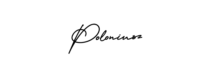 How to Draw Poloniusz signature style? AmerikaSignatureDemo-Regular is a latest design signature styles for name Poloniusz. Poloniusz signature style 3 images and pictures png