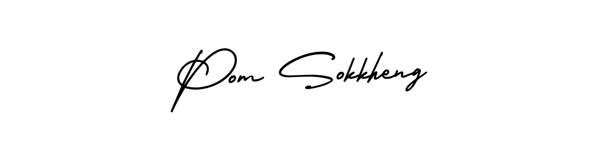 You should practise on your own different ways (AmerikaSignatureDemo-Regular) to write your name (Pom Sokkheng) in signature. don't let someone else do it for you. Pom Sokkheng signature style 3 images and pictures png