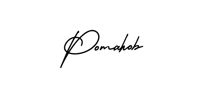 How to make Pomahob name signature. Use AmerikaSignatureDemo-Regular style for creating short signs online. This is the latest handwritten sign. Pomahob signature style 3 images and pictures png