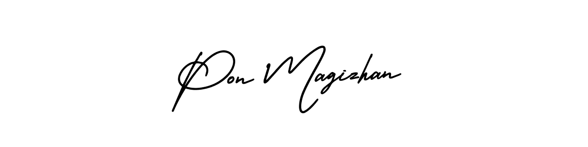 How to make Pon Magizhan name signature. Use AmerikaSignatureDemo-Regular style for creating short signs online. This is the latest handwritten sign. Pon Magizhan signature style 3 images and pictures png