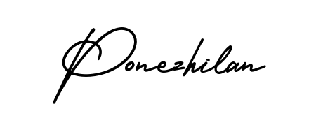 A classic penmanship look for Ponezhilan. The AmerikaSignatureDemo-Regular font brings timeless elegance and confidence to every signed document. Ponezhilan signature style 3 images and pictures png