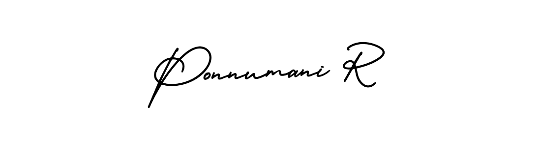 Use a signature maker to create a handwritten signature online. With this signature software, you can design (AmerikaSignatureDemo-Regular) your own signature for name Ponnumani R. Ponnumani R signature style 3 images and pictures png