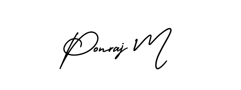 How to make Ponraj M signature? AmerikaSignatureDemo-Regular is a professional autograph style. Create handwritten signature for Ponraj M name. Ponraj M signature style 3 images and pictures png