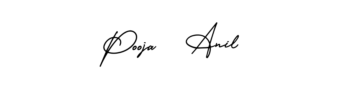 Pooja   Anil stylish signature style. Best Handwritten Sign (AmerikaSignatureDemo-Regular) for my name. Handwritten Signature Collection Ideas for my name Pooja   Anil. Pooja   Anil signature style 3 images and pictures png