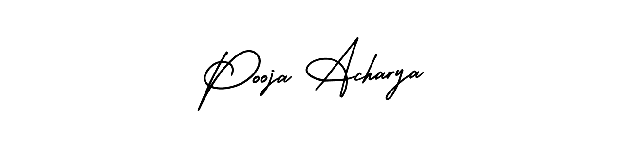You should practise on your own different ways (AmerikaSignatureDemo-Regular) to write your name (Pooja Acharya) in signature. don't let someone else do it for you. Pooja Acharya signature style 3 images and pictures png