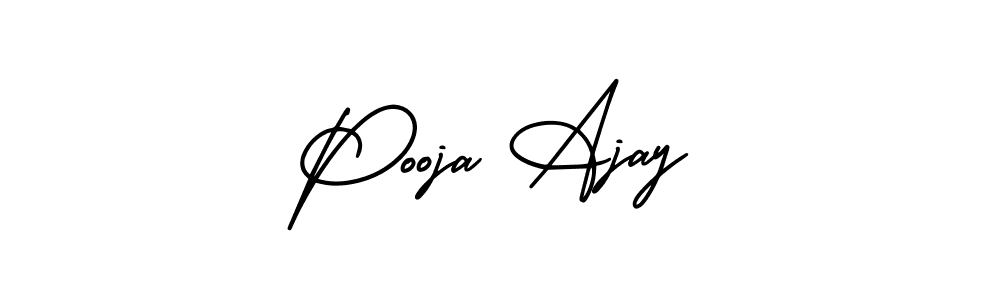 You should practise on your own different ways (AmerikaSignatureDemo-Regular) to write your name (Pooja Ajay) in signature. don't let someone else do it for you. Pooja Ajay signature style 3 images and pictures png