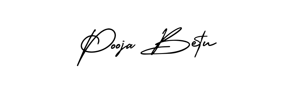 You should practise on your own different ways (AmerikaSignatureDemo-Regular) to write your name (Pooja Betu) in signature. don't let someone else do it for you. Pooja Betu signature style 3 images and pictures png