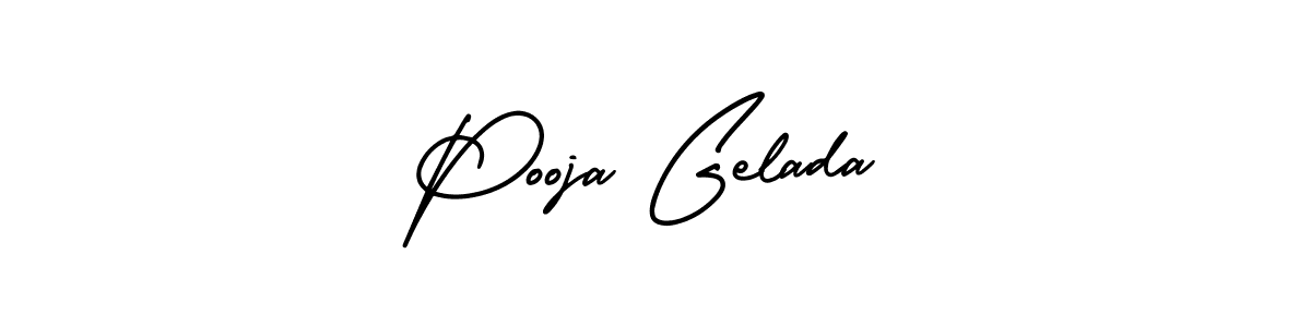 Pooja Gelada stylish signature style. Best Handwritten Sign (AmerikaSignatureDemo-Regular) for my name. Handwritten Signature Collection Ideas for my name Pooja Gelada. Pooja Gelada signature style 3 images and pictures png