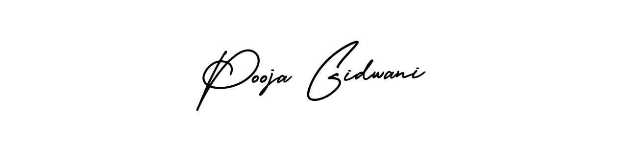 This is the best signature style for the Pooja Gidwani name. Also you like these signature font (AmerikaSignatureDemo-Regular). Mix name signature. Pooja Gidwani signature style 3 images and pictures png