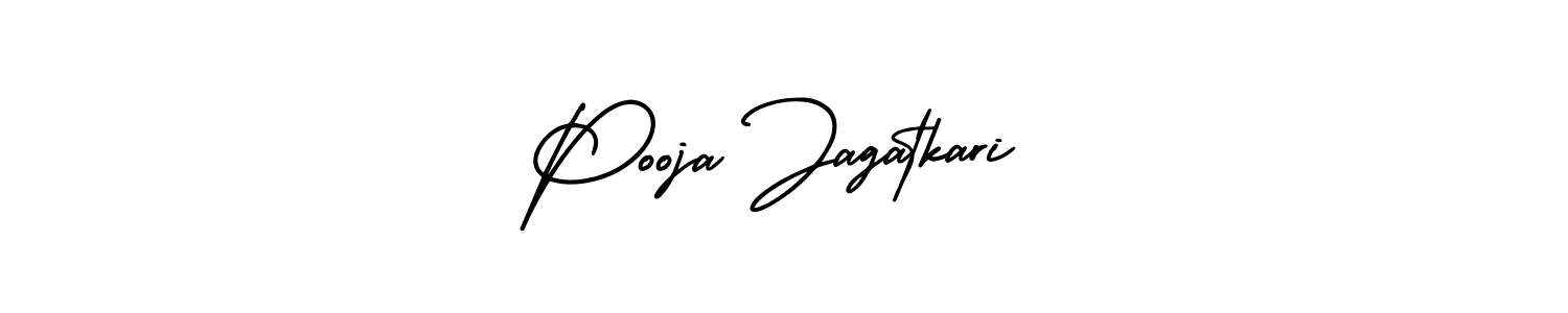 The best way (AmerikaSignatureDemo-Regular) to make a short signature is to pick only two or three words in your name. The name Pooja Jagatkari include a total of six letters. For converting this name. Pooja Jagatkari signature style 3 images and pictures png