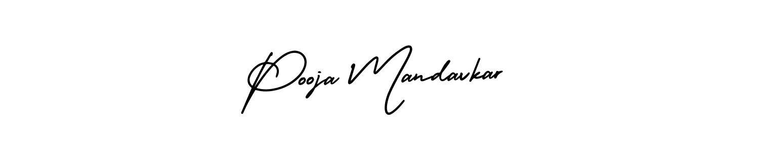 You should practise on your own different ways (AmerikaSignatureDemo-Regular) to write your name (Pooja Mandavkar) in signature. don't let someone else do it for you. Pooja Mandavkar signature style 3 images and pictures png