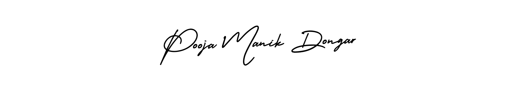 You should practise on your own different ways (AmerikaSignatureDemo-Regular) to write your name (Pooja Manik Dongar) in signature. don't let someone else do it for you. Pooja Manik Dongar signature style 3 images and pictures png