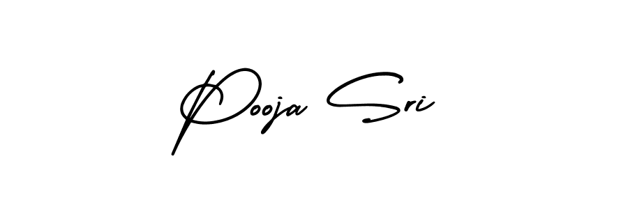 The best way (AmerikaSignatureDemo-Regular) to make a short signature is to pick only two or three words in your name. The name Pooja Sri include a total of six letters. For converting this name. Pooja Sri signature style 3 images and pictures png