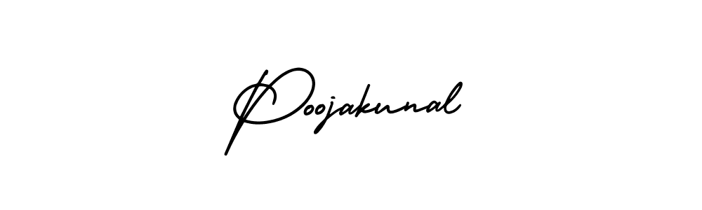You should practise on your own different ways (AmerikaSignatureDemo-Regular) to write your name (Poojakunal) in signature. don't let someone else do it for you. Poojakunal signature style 3 images and pictures png