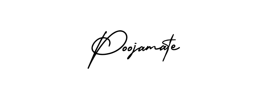 The best way (AmerikaSignatureDemo-Regular) to make a short signature is to pick only two or three words in your name. The name Poojamate include a total of six letters. For converting this name. Poojamate signature style 3 images and pictures png