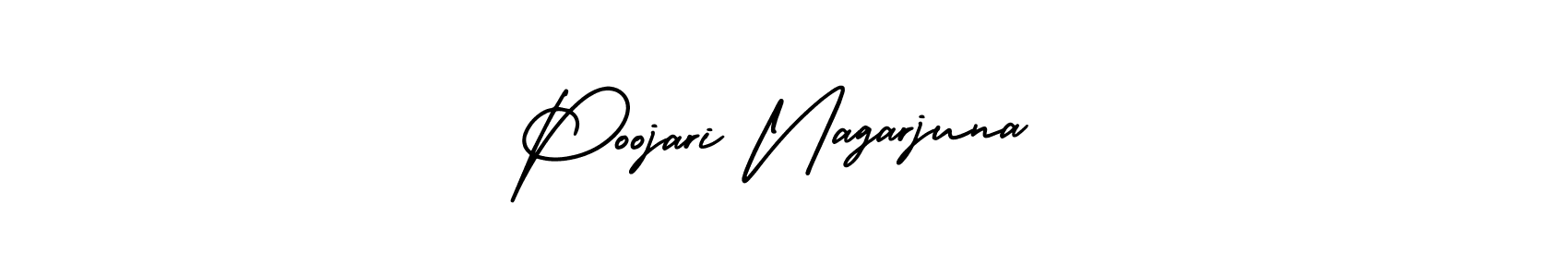 Use a signature maker to create a handwritten signature online. With this signature software, you can design (AmerikaSignatureDemo-Regular) your own signature for name Poojari Nagarjuna. Poojari Nagarjuna signature style 3 images and pictures png