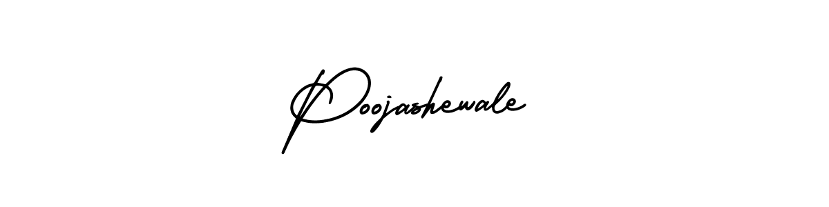You should practise on your own different ways (AmerikaSignatureDemo-Regular) to write your name (Poojashewale) in signature. don't let someone else do it for you. Poojashewale signature style 3 images and pictures png